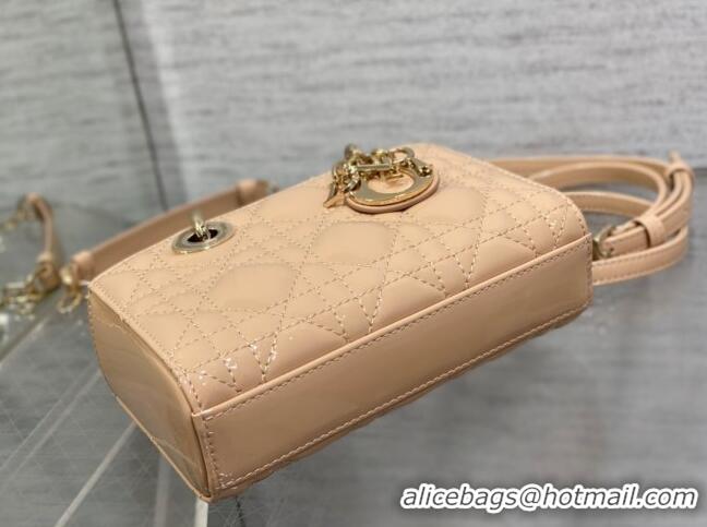 Luxurious Dior Lady D-Joy Micro Bag in Patent Leather CD1406 Nude Pink 2023