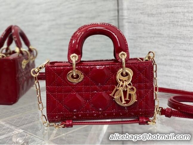 Good Looking Dior Lady D-Joy Micro Bag in Patent Leather CD1406 Red 2023