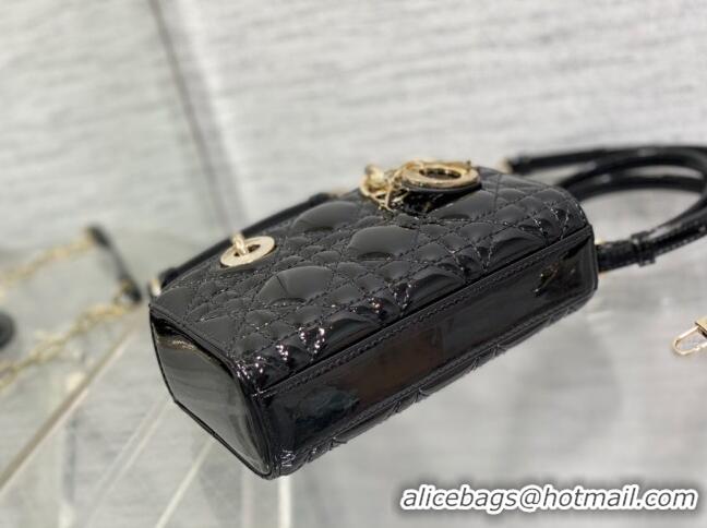 Luxurious Discount Dior Lady D-Joy Micro Bag in Patent Leather CD1406 Black 2023