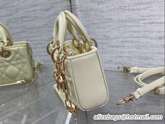 Grade Quality Dior Lady D-Joy Micro Bag in Patent Leather CD1406 White 2023