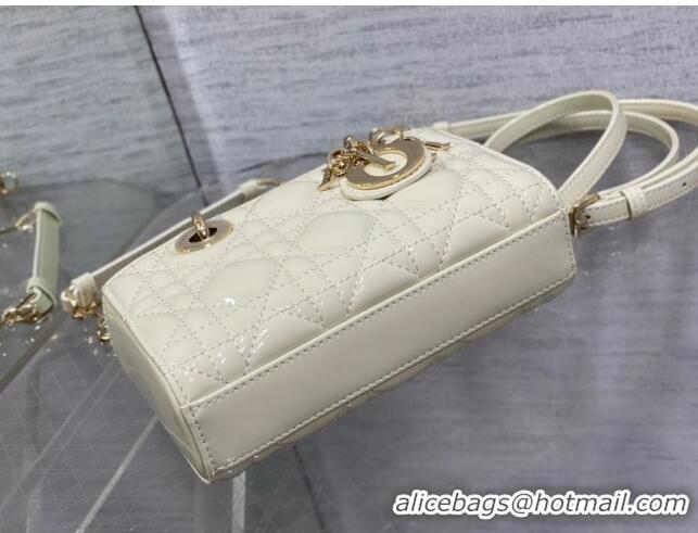 Grade Quality Dior Lady D-Joy Micro Bag in Patent Leather CD1406 White 2023