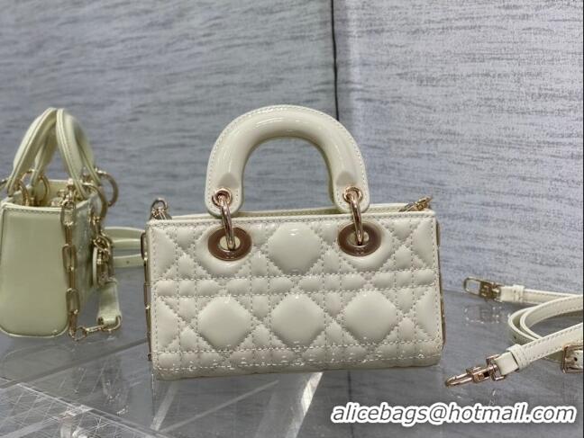 Grade Quality Dior Lady D-Joy Micro Bag in Patent Leather CD1406 White 2023