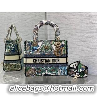 Pretty Style Dior Medium Lady D-Lite Bag in Étoile de Voyage Embroidery CD6085 White Multicolor 2023