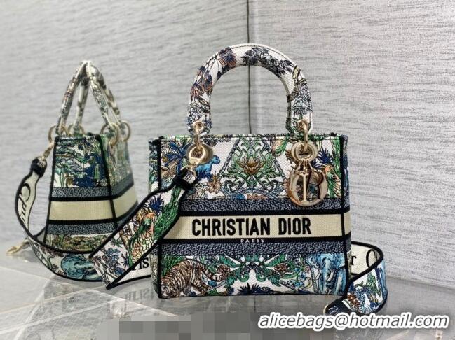 Pretty Style Dior Medium Lady D-Lite Bag in Étoile de Voyage Embroidery CD6085 White Multicolor 2023