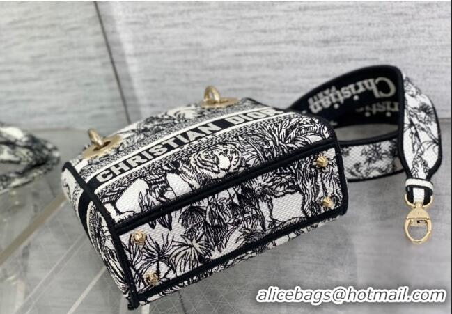 Top Design Dior Mini Lady D-Lite Bag in Toile de Jouy Voyage Embroidery CD6085 White and Black 2023