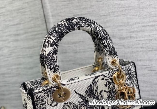 Most Popular Dior Medium Lady D-Lite Bag in Toile de Jouy Voyage Embroidery CD6086 White and Black 2023