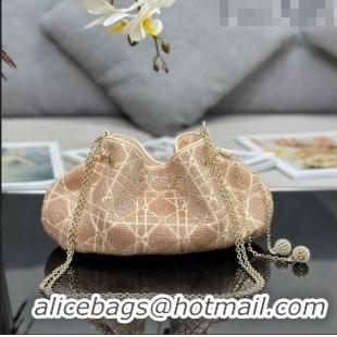 Luxury Cheap Dior Dream Bucket bag in Cannage Cotton with Bead Embroidery CD6103 Gold 2023