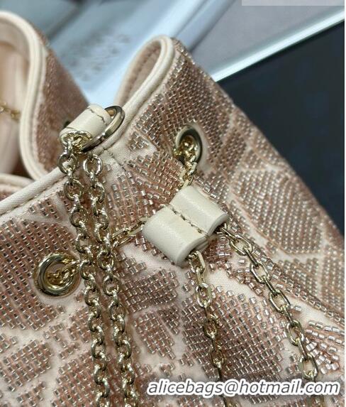 Luxury Cheap Dior Dream Bucket bag in Cannage Cotton with Bead Embroidery CD6103 Gold 2023