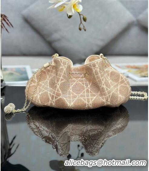 Luxury Cheap Dior Dream Bucket bag in Cannage Cotton with Bead Embroidery CD6103 Gold 2023