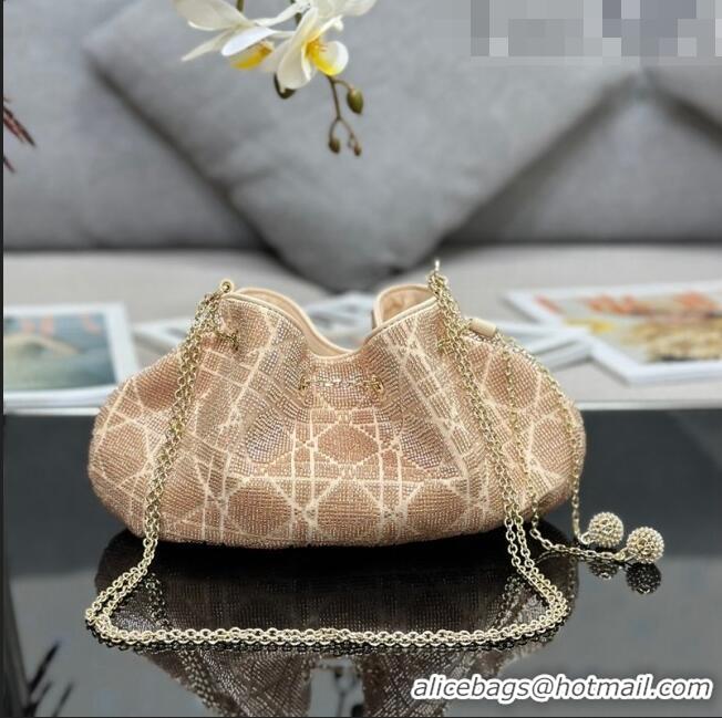 Luxury Cheap Dior Dream Bucket bag in Cannage Cotton with Bead Embroidery CD6103 Gold 2023