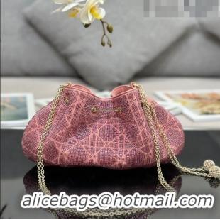 Discount Dior Dream Bucket bag in Ethereal Cannage Cotton with Bead Embroidery CD6103 Pink 2023