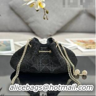 Pretty Style Dior Dream Bucket bag in Cannage Cotton with Bead Embroidery CD6103 Black 2023