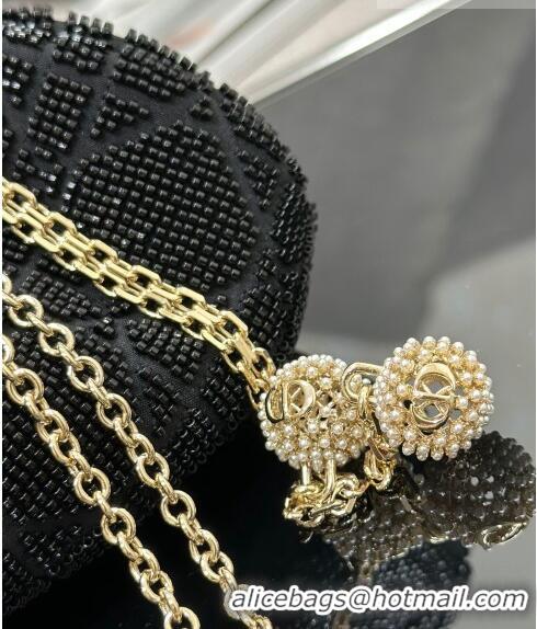 Pretty Style Dior Dream Bucket bag in Cannage Cotton with Bead Embroidery CD6103 Black 2023