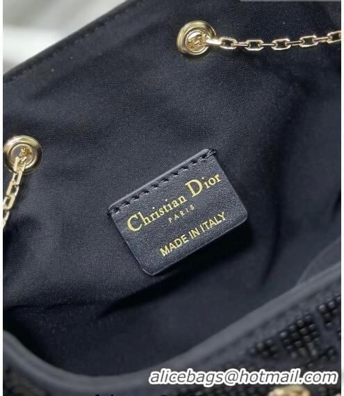 Pretty Style Dior Dream Bucket bag in Cannage Cotton with Bead Embroidery CD6103 Black 2023