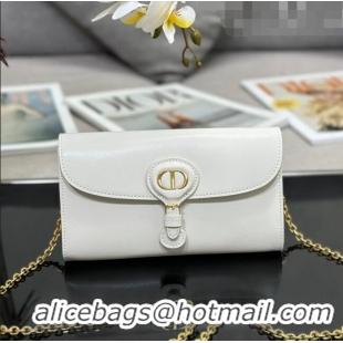 New Cheap Dior Bobby East-West Pouch with Chain in Smooth Calfskin CD6106 White 2023