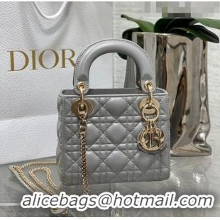 Shop Popular Dior Mini Lady Dior Bag in Cannage Lambskin CD2616 Grey 2023