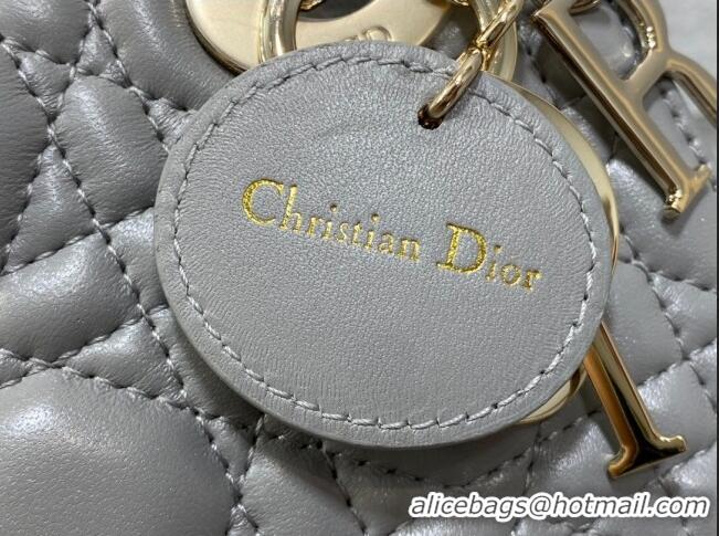 Shop Popular Dior Mini Lady Dior Bag in Cannage Lambskin CD2616 Grey 2023