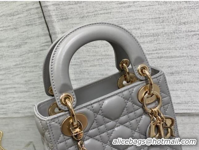 Shop Popular Dior Mini Lady Dior Bag in Cannage Lambskin CD2616 Grey 2023