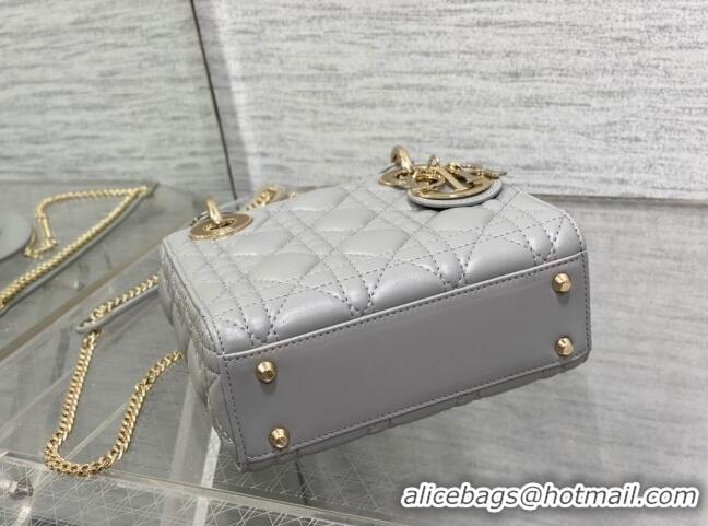 Shop Popular Dior Mini Lady Dior Bag in Cannage Lambskin CD2616 Grey 2023