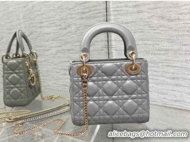 Shop Popular Dior Mini Lady Dior Bag in Cannage Lambskin CD2616 Grey 2023