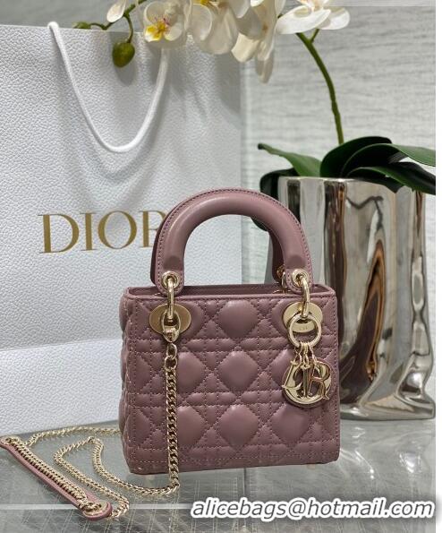 Super Quality Dior Mini Lady Dior Bag in Cannage Lambskin CD2616 Purple 2023