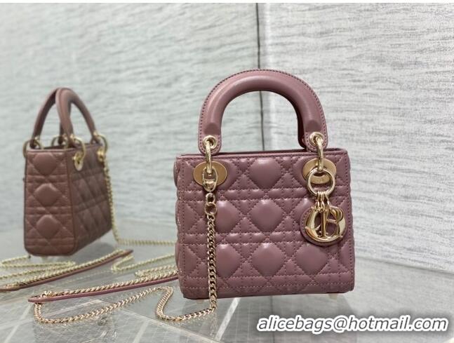 Super Quality Dior Mini Lady Dior Bag in Cannage Lambskin CD2616 Purple 2023