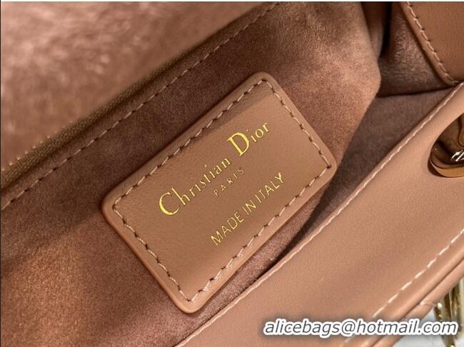 Affordable Price Dior Mini Lady Dior Bag in Cannage Lambskin CD2616 Nude Pink 2023