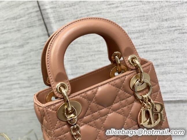 Affordable Price Dior Mini Lady Dior Bag in Cannage Lambskin CD2616 Nude Pink 2023