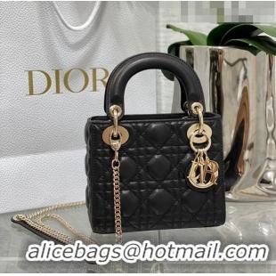 Top Design Dior Mini Lady Dior Bag in Cannage Lambskin CD2616 Black 2023