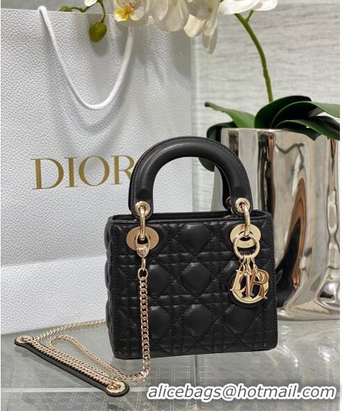 Top Design Dior Mini Lady Dior Bag in Cannage Lambskin CD2616 Black 2023