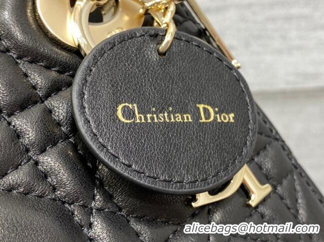 Top Design Dior Mini Lady Dior Bag in Cannage Lambskin CD2616 Black 2023