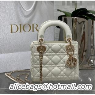 Good Looking Dior Mini Lady Dior Bag in Cannage Lambskin CD2616 White 2023