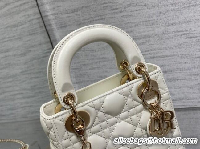 Good Looking Dior Mini Lady Dior Bag in Cannage Lambskin CD2616 White 2023