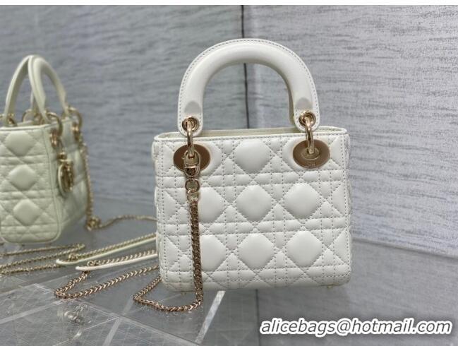 Good Looking Dior Mini Lady Dior Bag in Cannage Lambskin CD2616 White 2023