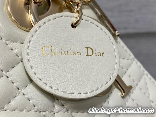 Good Looking Dior Mini Lady Dior Bag in Cannage Lambskin CD2616 White 2023