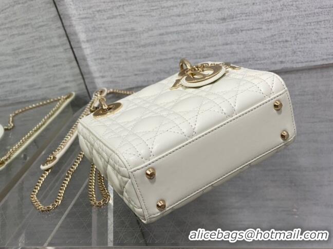 Good Looking Dior Mini Lady Dior Bag in Cannage Lambskin CD2616 White 2023