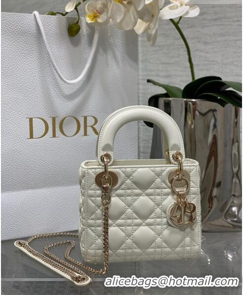 Good Looking Dior Mini Lady Dior Bag in Cannage Lambskin CD2616 White 2023