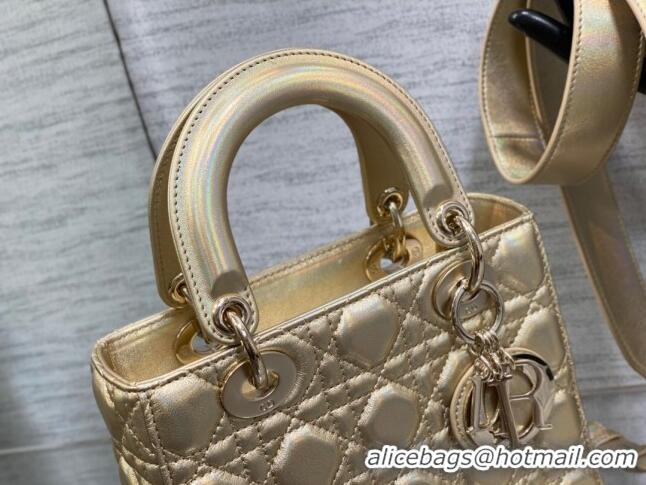 Low Price Dior Small Lady Dior My ABCDior Bag in Iridescent Metallic Leather CD2611 Gold 2023