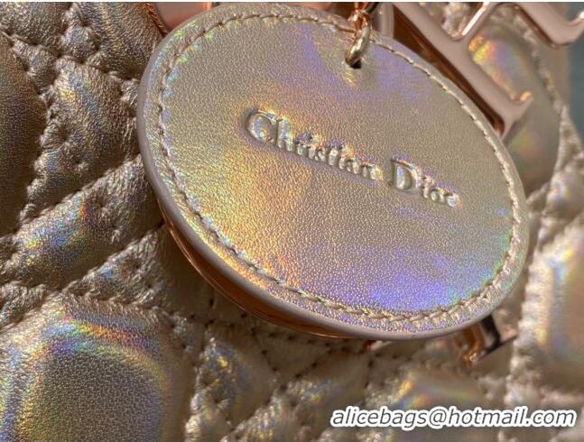 Grade Quality Dior Small Lady Dior My ABCDior Bag in Iridescent Metallic Leather CD2611 Pink 2023