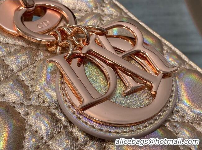 Grade Quality Dior Small Lady Dior My ABCDior Bag in Iridescent Metallic Leather CD2611 Pink 2023