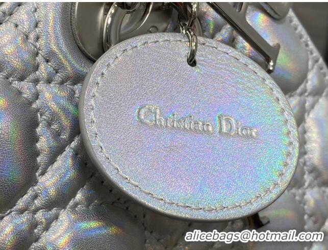 Promotional Dior Small Lady Dior My ABCDior Bag in Iridescent Metallic Leather CD2611 Silver 2023