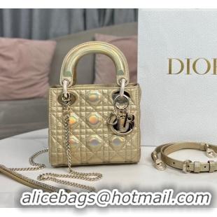 Good Product Dior Mini Lady Dior Bag in Iridescent Metallic Leather CD2612 Gold 2023