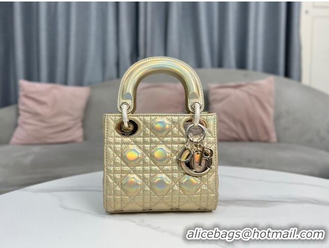 Good Product Dior Mini Lady Dior Bag in Iridescent Metallic Leather CD2612 Gold 2023