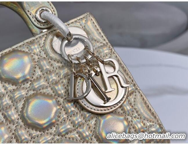 Good Product Dior Mini Lady Dior Bag in Iridescent Metallic Leather CD2612 Gold 2023