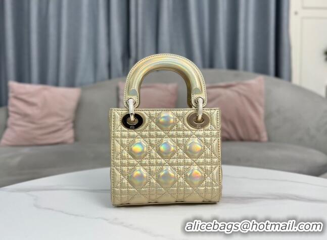 Good Product Dior Mini Lady Dior Bag in Iridescent Metallic Leather CD2612 Gold 2023