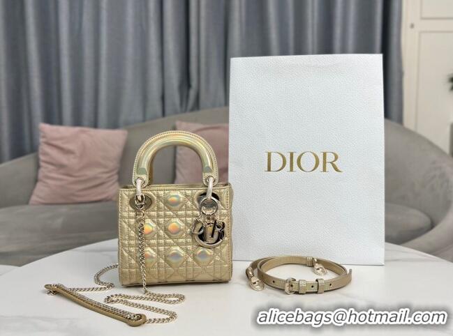 Good Product Dior Mini Lady Dior Bag in Iridescent Metallic Leather CD2612 Gold 2023