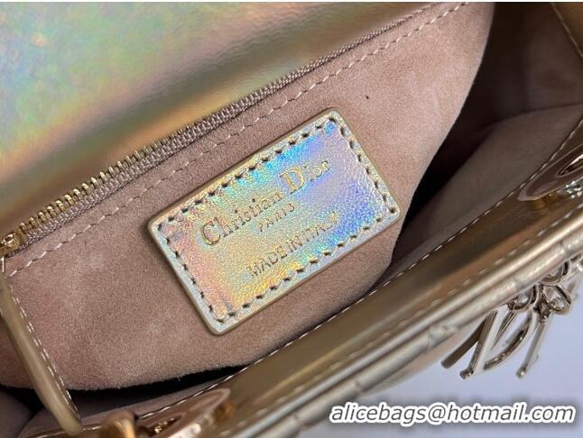 Good Product Dior Mini Lady Dior Bag in Iridescent Metallic Leather CD2612 Gold 2023