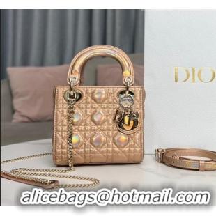 Promotional Dior Mini Lady Dior Bag in Iridescent Metallic Leather CD2612 Pink 2023