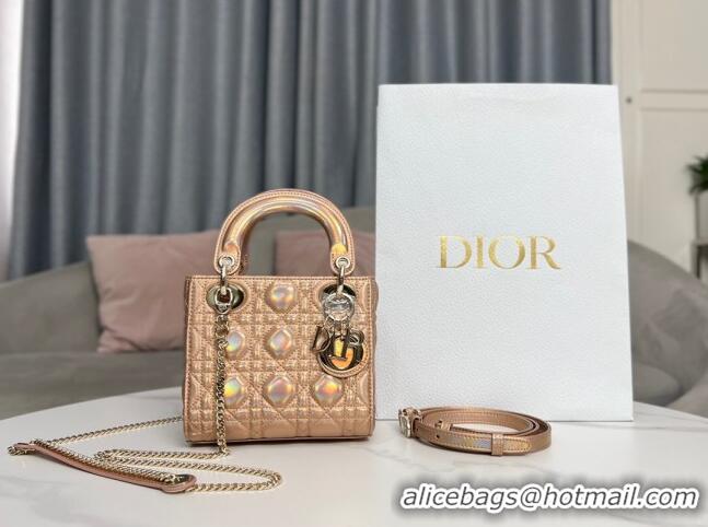 Promotional Dior Mini Lady Dior Bag in Iridescent Metallic Leather CD2612 Pink 2023