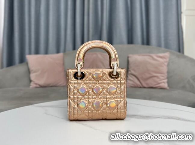 Promotional Dior Mini Lady Dior Bag in Iridescent Metallic Leather CD2612 Pink 2023